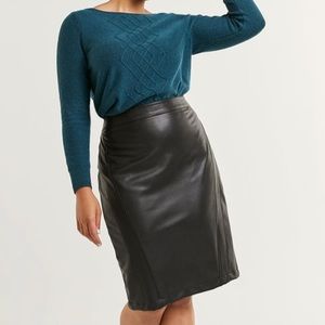 Plus size faux leather high rise pencil skirt NWT!